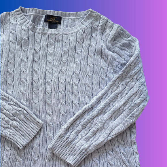 Blue Cable Knit Sweater | M | 346 by Brooks Brothers - Picture 4 of 4